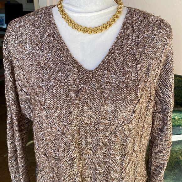 Brown tones v neck long sleeve pullover sweater by Sonoma size medium - Picture 1 of 8